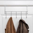 Вешалка надверная на 5 крючков Доляна «Блеск», 38×8,5×22,5 см, цвет хром - фото 799377837