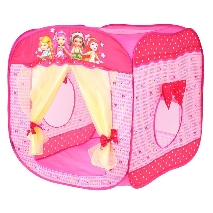 Игровая палатка «Домик с занавесками», цвет розовый - фото 28383