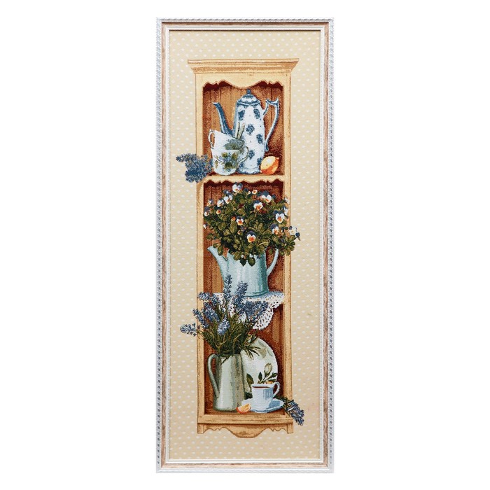 Гобеленовая картина "Дачная этажерка с лавандой" 38*90 рамка микс