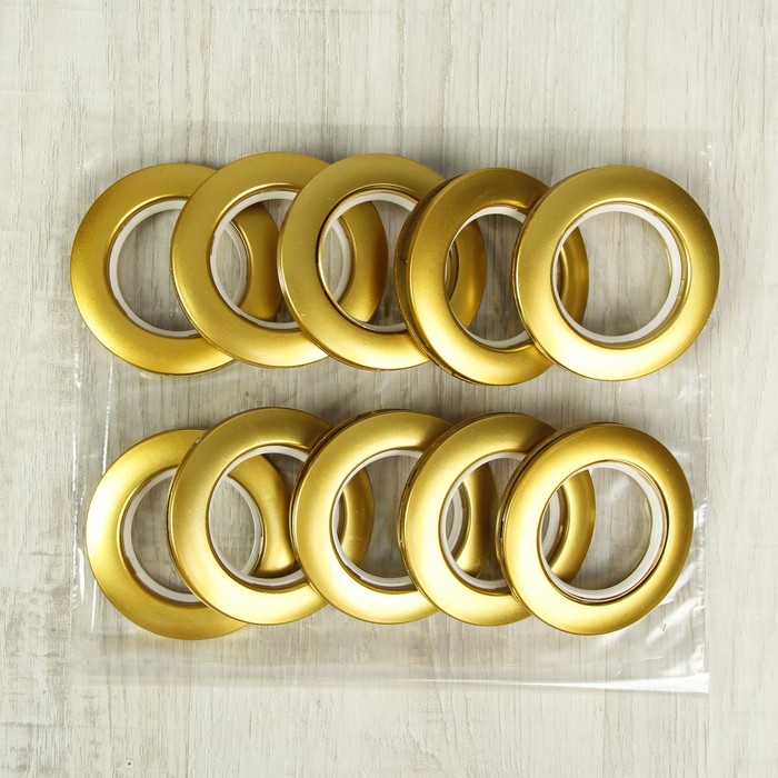 Люверсы для штор, d = 4,1/7,5 см, 10 шт, цвет золотой