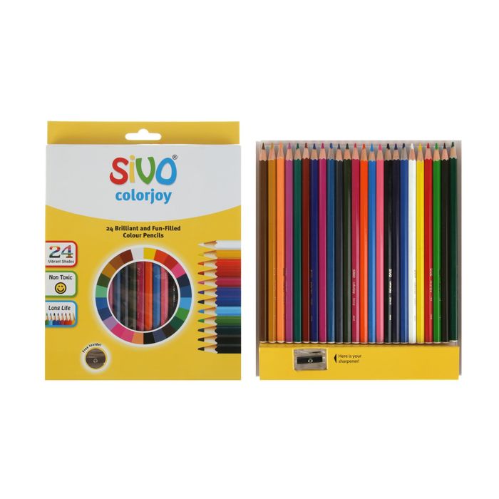 Карандаши 24 цвета Sivo Colorjoy шестигранные + ПОДАРОК: точилка SV-6012C/24