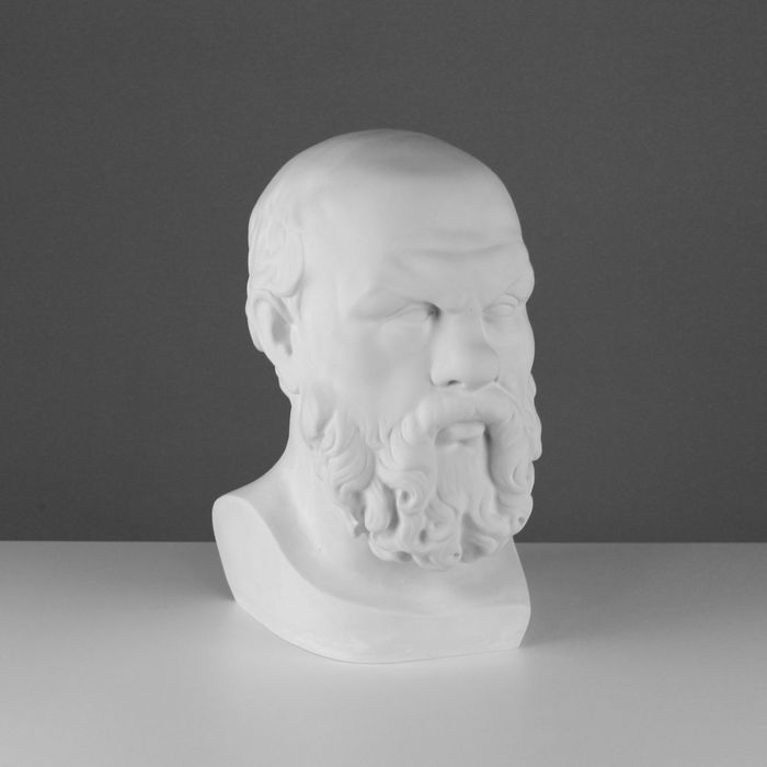 Гипсовая фигура голова Сократа, 20 х 20 х 38,5 см - фото 707279