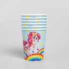 Набор бумажной посуды «Красавица пони», 6 тарелок, 6 стаканов, 6 колпаков, 1 гирлянда в наличии - фото 107379561