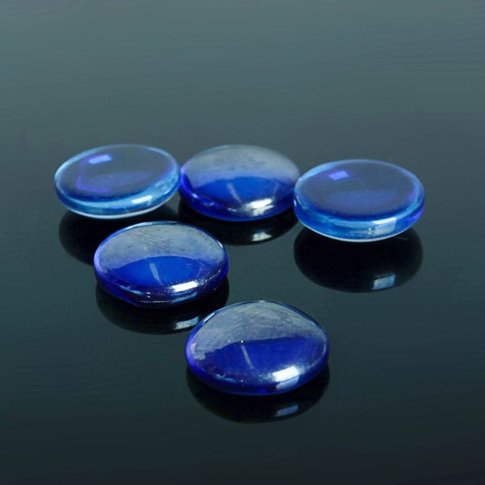 Кабошон стекло, круг 12мм (набор 5шт), цвет синий