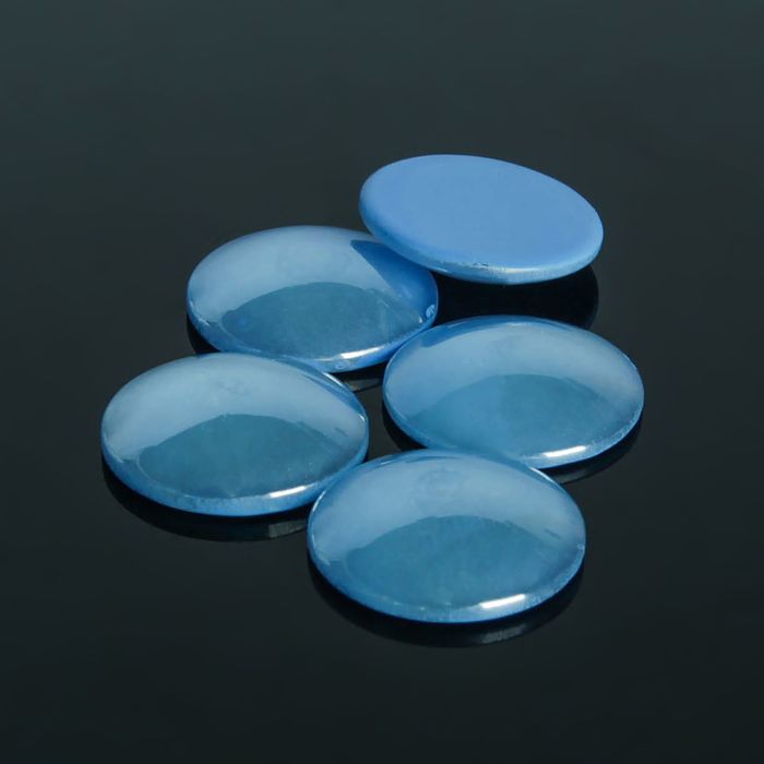 Кабошон стекло, круг 18мм (набор 5шт), цвет голубой