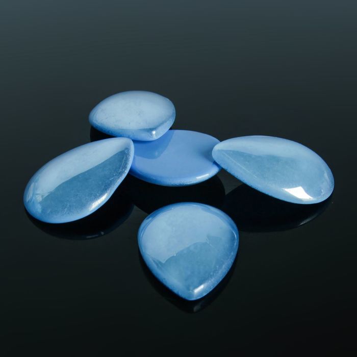 Кабошон стекло, капля 18*25мм (набор 5шт), цвет голубой