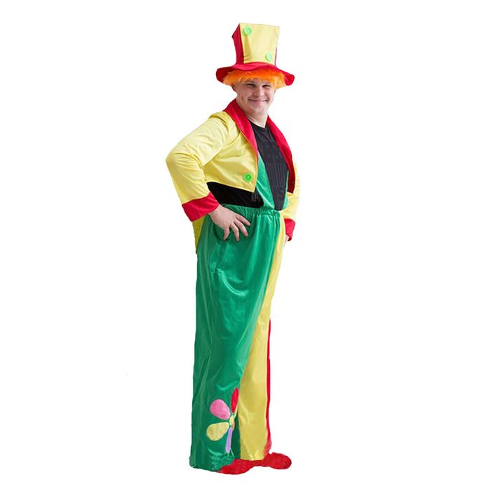 Карнавальный костюм "Клоун", шляпа с волосами, комбинезон, пиджак, р-р 50-54