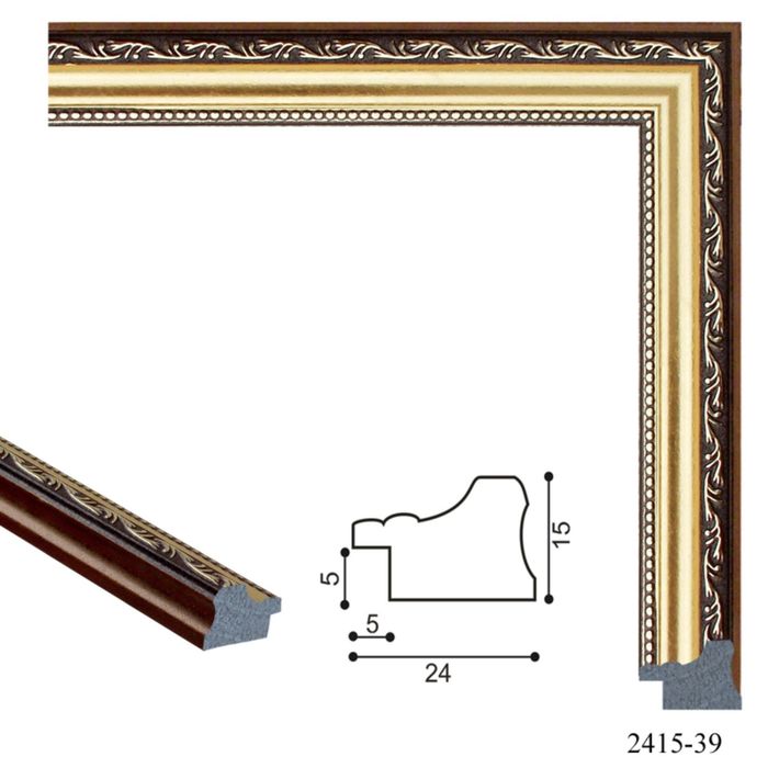 Багет пластиковый 24мм*15мм*2.9м (Ш*В*Д) 2415-39 золотой/коричневый