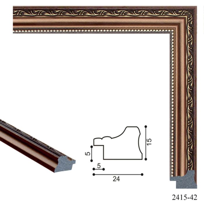 Багет пластиковый 24мм*15мм*2.9м (Ш*В*Д) 2415-42 бронзовый/золотой
