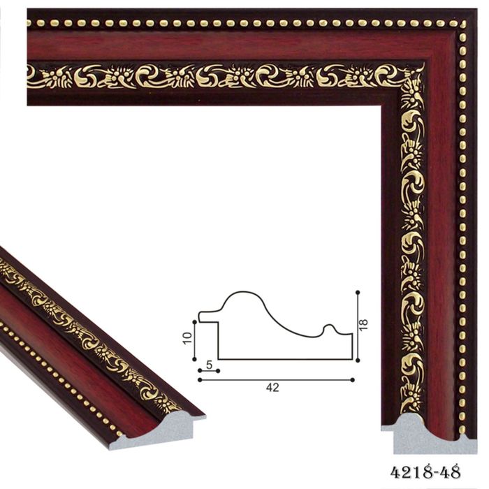 Багет пластиковый 42мм*18мм*2.9м (Ш*В*Д) 4218-48 красно-коричневый/золотой
