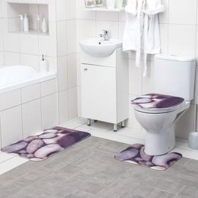 Набор ковриков для ванной и туалета Доляна «Камни», 3 шт: 38×46, 40×45, 45×75 см