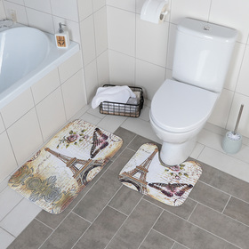 Набор ковриков для ванной и туалета Доляна «Французский стиль», 2 шт: 39×45, 45×73 см