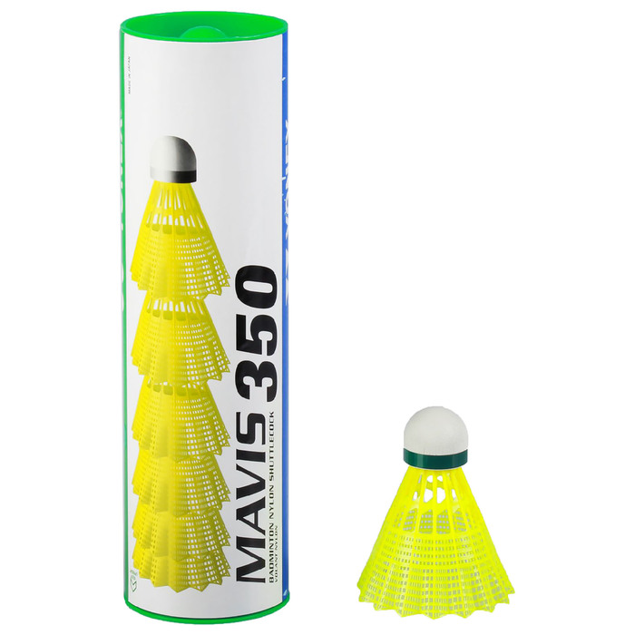 Воланы для бадминтона Yonex Mavis 350 Yellow-Slow, нейлон-пробка, набор 6 штук, цвет жёлтый