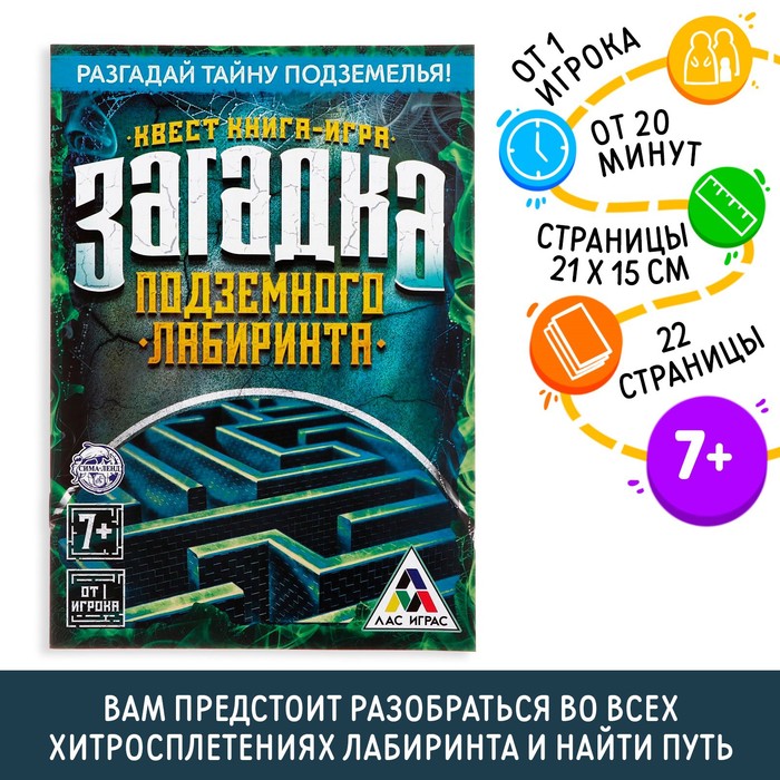 Книга-игра поисковый квест &quot;Загадка подземного лабиринта&quot;, 22 странцы