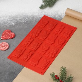 Форма для шоколада Доляна «Рождество», 30×17 см, 16 ячеек, цвет МИКС