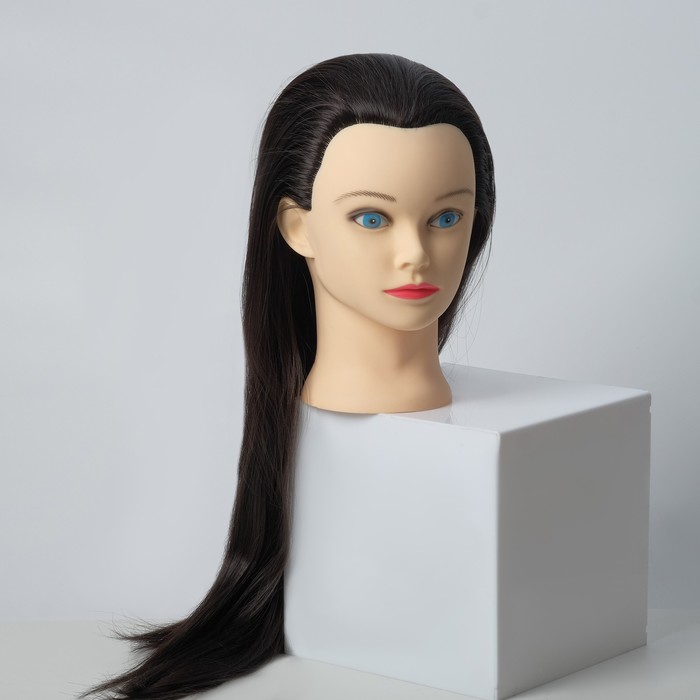 Манекен "Голова женская" с макияжем, чёрные волосы, 15*19*27 - фото 901556