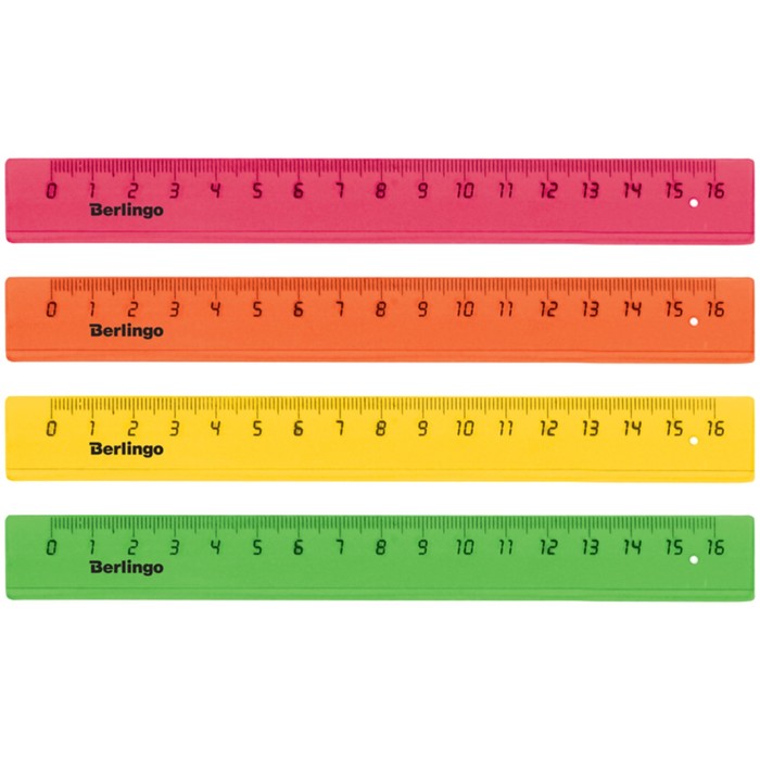 Линейка 16 см, прозрачная флуоресцентная, микс