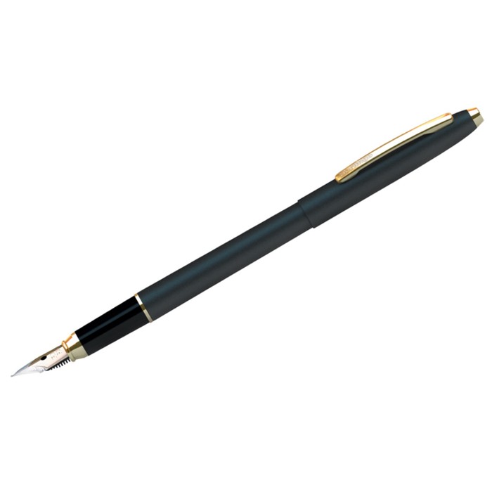 Ручка перьевая Golden Prestige, пишущий узел 0.8 мм, чернила синие, корпус чёрный/золото, пластиковый футляр