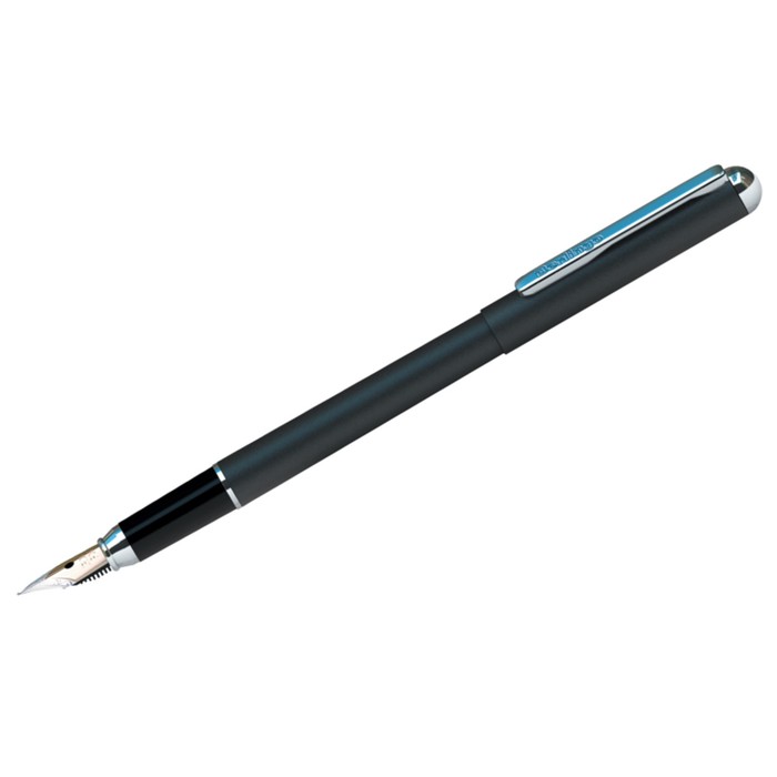 Ручка перьевая Silver Prestige, пишущий узел 0.8 мм, чернила синие, корпус чёрный/хром, пластиковый футляр