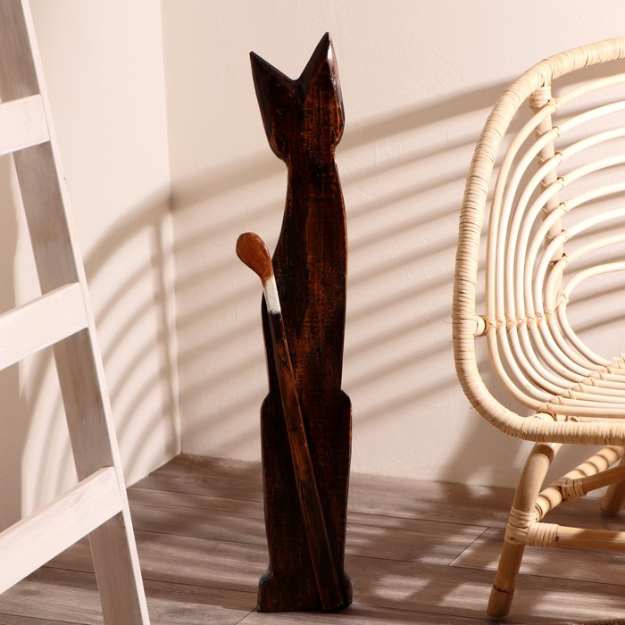 Сувенир дерево "Кошка морская с рыбкой и ящерками" 80х13х7 см - фото 797837674