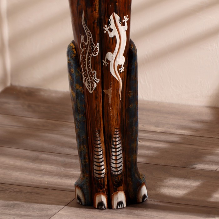 Сувенир дерево "Кошка морская с рыбкой и ящерками" 80х13х7 см - фото 797837677