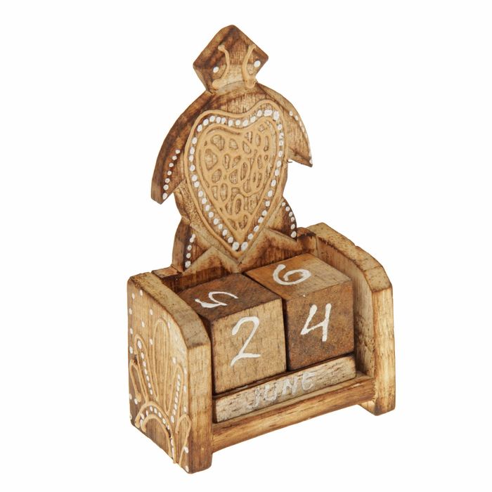 Деревянный календарь с кубиками &quot;Черепаха&quot; 12х6х3,5 см