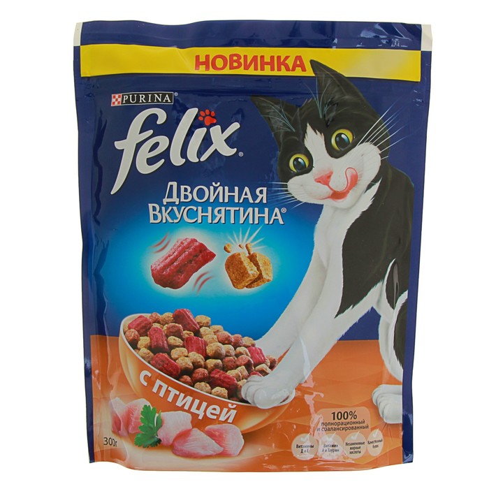 Сухой корм FELIX &quot;Двойная вкуснятина&quot; для кошек, птица, 300 г