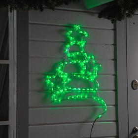Светодиодная фигура «Ёлка со звёздами», 59 × 162 см, дюралайт, 288 LED, 220 В, мерцание, свечение зелёное/белое