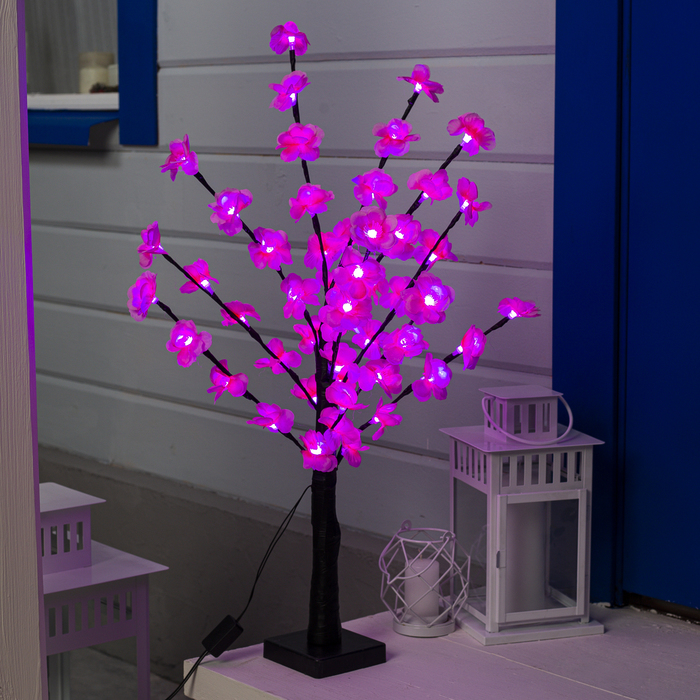 Светодиодный куст улич. 0,6 м, "Цветочки", 50 LED, 220V, фиксинг РОЗОВЫЙ