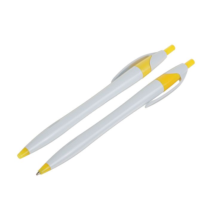 Ручка шариковая автоматическая Лого корпус белый с желтым стержень синий 0,5мм CALLIGRATA