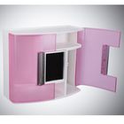 Настенный шкаф с дверцами и поворотным зеркальцем, цвет розовый - фото 6958514