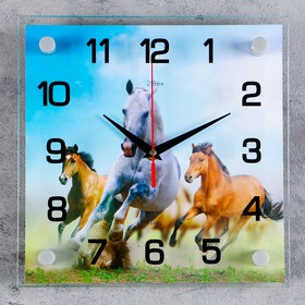 Часы настенные, серия: Животный мир, "Кони", 25х25  см, без выбора вариантов товара