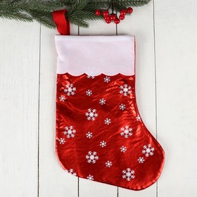 Носок для подарков "Мерцание" красный со снежинками 19*38 см в Донецке
