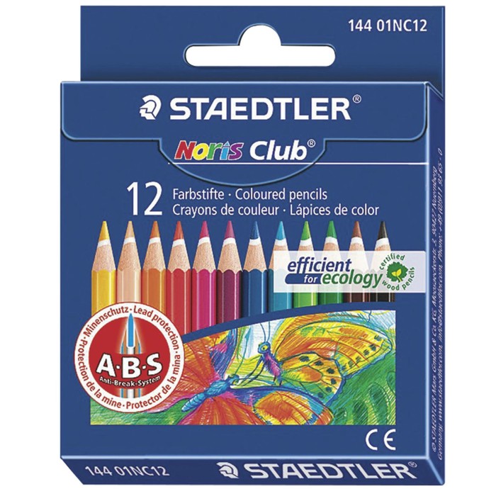 Карандаши 12 цветов Staedtler Noris Club, укороченные, заточенные