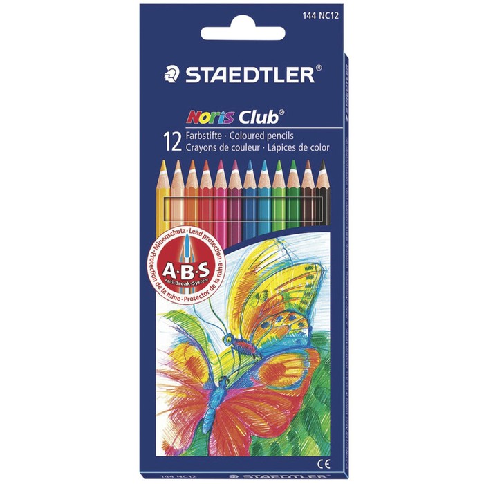 Карандаши 12 цветов Staedtler Noris Club, заточенные