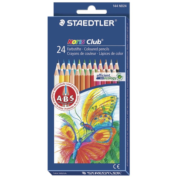 Карандаши 24 цвета Staedtler Noris Club, заточенные