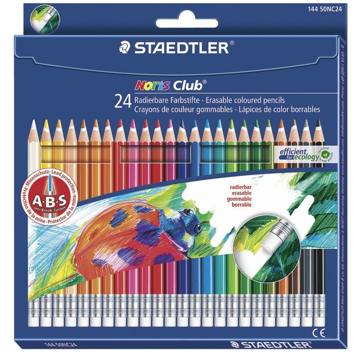 Карандаши 24 цвета Staedtler Noris Club, с ластиком