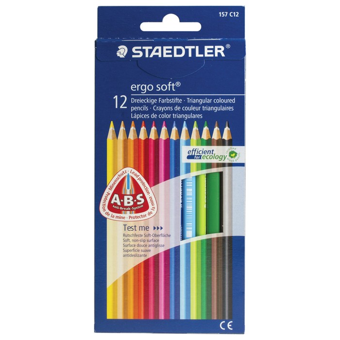 Карандаши 12 цветов Премиум Staedtler Ergosoft, трёхгранные