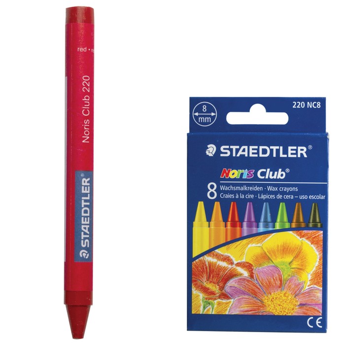 Мелки восковые 8цв Staedtler Noris Club, кругл, 220 NC8