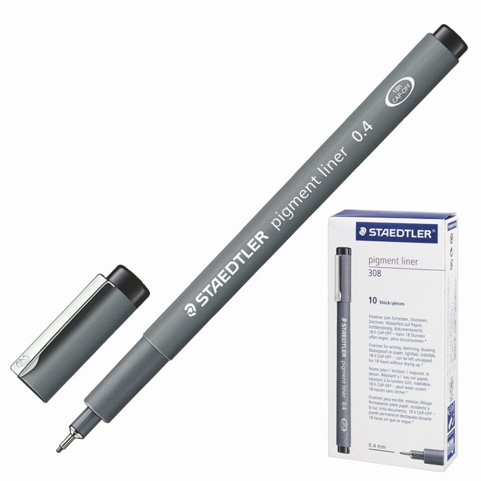 Ручка капиллярная для черчения Staedtler линер, черная 0,4 мм 308 04-9