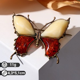 Brooch "amber" large butterfly, MIX color