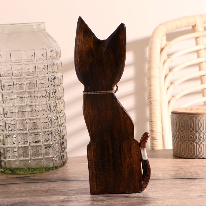 Сувенир дерево "Кошка с бантом, ушки в горошек" 30х10х3 см - фото 797843814