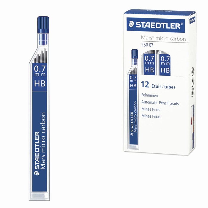 Грифели для механических карандашей 0.7 мм Staedtler Mars micro HB, 12 штук 250 07-HB