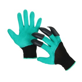 Garden nylon gloves “Shrews”, with latex impregnation, with claws, size 10, green