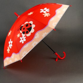 Зонт детский «Божья коровка», полуавтоматический, r=40см, цвет красный