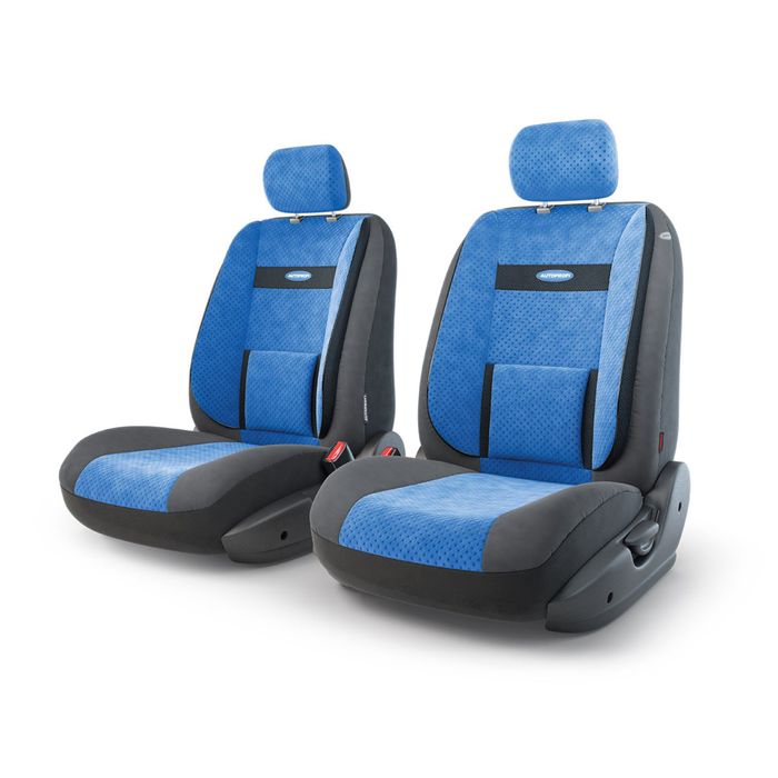 Авточехлы универcальные AUTOPROFI Трансформеры COMFORT, TRS/COM-001 BK/BL, велюр, набор из 6 предметов, передний ряд, цвет чёрный/синий