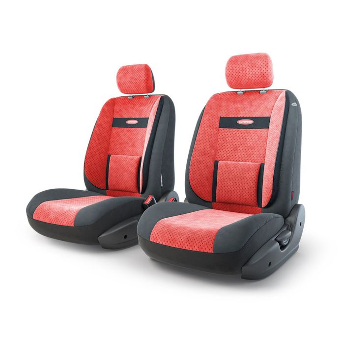 Авточехлы универcальные AUTOPROFI Трансформеры COMFORT, TRS/COM-001 BK/RD, велюр, набор из 6 предметов, передний ряд, цвет чёрный/красный