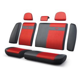 Авточехлы универcальные AUTOPROFI Трансформеры, TRS-002G BK/RD, экокожа, набор из 11 предметов, задний ряд, цвет чёрный/красный 2044281