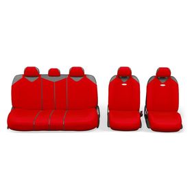 Чехол-майка AUTOPROFI R-1 SPORT PLUS Zippers R-902PZ RD, закрытое сиденье, полиэстер, 9 предметов, 6 молний, цвет красный 2262384