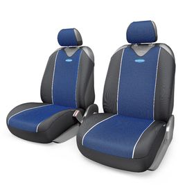 Чехол-майка AUTOPROFI CARBON PLUS CRB-402Pf BK/BL, передний ряд, закрытое сиденье, полиэстер под карбон, 4 предмета, цвет чёрный/синий 2262386